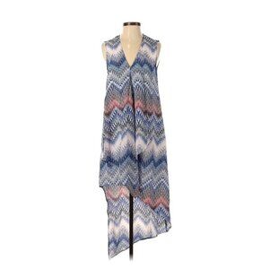 NWT BCBG MaxAzria Tara in ZigZag Ombre Sheer Chiffon Ruffle High Low Dress XS